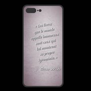 Coque  Iphone 8 Plus PREMIUM Les livres Rose Citation Oscar Wilde