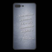 Coque  Iphone 8 Plus PREMIUM Jeuness folie Bleu Citation Oscar Wilde