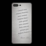 Coque  Iphone 8 Plus PREMIUM Bons heureux Gris Citation Oscar Wilde