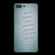 Coque  Iphone 8 Plus PREMIUM Cartes gagnantes Turquoise Citation Oscar Wilde