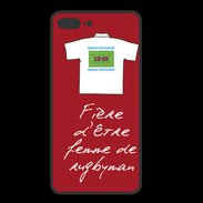 Coque  Iphone 8 Plus PREMIUM Femme de rugbyman Bonus offensif-défensif Rouge