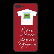 Coque  Iphone 8 Plus PREMIUM Père de rugbyman Bonus offensif-défensif Rouge