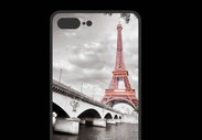 Coque  Iphone 8 Plus PREMIUM Tour Eiffel rouge sur fond en noir et blanc