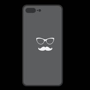 Coque  Iphone 8 Plus PREMIUM moustache gris & blanc