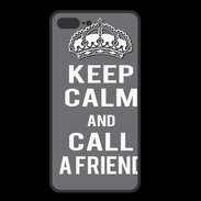 Coque  Iphone 8 Plus PREMIUM Keep Calm Call friend Gris