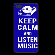 Coque  Iphone 8 Plus PREMIUM Keep Calm Listen music Bleu