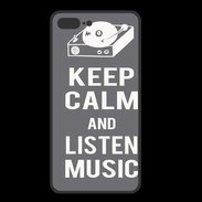 Coque  Iphone 8 Plus PREMIUM Keep Calm Listen music Gris