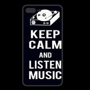 Coque  Iphone 8 Plus PREMIUM Keep Calm Listen music Noir