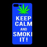 Coque  Iphone 8 Plus PREMIUM Keep Calm Smoke it Bleu
