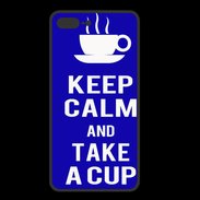 Coque  Iphone 8 Plus PREMIUM Keep Calm Take a cup Bleu