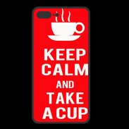 Coque  Iphone 8 Plus PREMIUM Keep Calm Take a cup Rouge