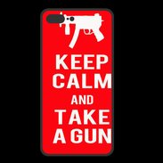 Coque  Iphone 8 Plus PREMIUM Keep Calm Take a gun Rouge