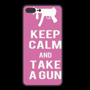 Coque  Iphone 8 Plus PREMIUM Keep Calm Take a gun Rose
