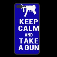 Coque  Iphone 8 Plus PREMIUM Keep Calm Take a gun Bleu