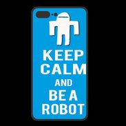 Coque  Iphone 8 Plus PREMIUM Keep Calm Be a Robot Cyan