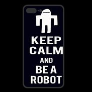 Coque  Iphone 8 Plus PREMIUM Keep Calm Be a Robot Noir