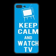 Coque  Iphone 8 Plus PREMIUM Keep Calm Watch TV Cyan