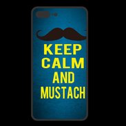 Coque  Iphone 8 Plus PREMIUM Keep Calm and Mustach Bleu