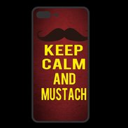 Coque  Iphone 8 Plus PREMIUM Keep Calm and Mustach Rouge