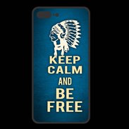 Coque  Iphone 8 Plus PREMIUM Keep Calm and Be Free Bleu