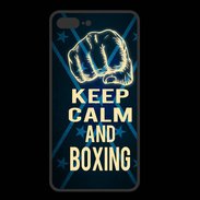 Coque  Iphone 8 Plus PREMIUM Keep Calm and Boxing Bleu