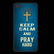Coque  Iphone 8 Plus PREMIUM Keep Calm and Pray Christian Bleu