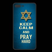Coque  Iphone 8 Plus PREMIUM Keep Calm and Pray jewish BLeu