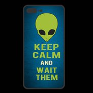 Coque  Iphone 8 Plus PREMIUM Keep Calm and Wait Alien Bleu