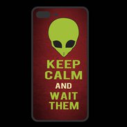 Coque  Iphone 8 Plus PREMIUM Keep Calm and Wait Alien Rouge