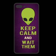 Coque  Iphone 8 Plus PREMIUM Keep Calm and Wait Alien Violet