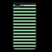 Coque  Iphone 8 Plus PREMIUM rayures vert d'eau et noires