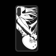 Coque  Iphone XS PREMIUM Musicienne guitare électrique en noir et blanc