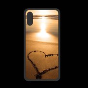 Coque  Iphone XS PREMIUM Coeur sur la plage avec couché de soleil