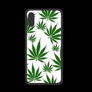 Coque  Iphone XS PREMIUM Feuille de cannabis sur fond blanc