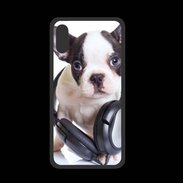 Coque  Iphone XS PREMIUM Bulldog français avec casque de musique