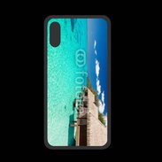 Coque  Iphone XS PREMIUM Bungalow sur mer tropicale
