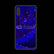 Coque  Iphone XS PREMIUM Fleur rose bleue