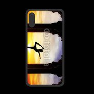 Coque  Iphone XS PREMIUM Danseuse yoga temple couché de soleil