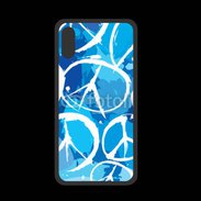 Coque  Iphone XS PREMIUM Peace and love Bleu