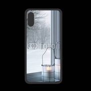Coque  Iphone XS PREMIUM paysage hiver deux lanternes
