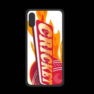 Coque  Iphone XS PREMIUM Cricket balle flamme