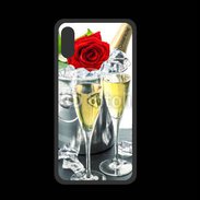 Coque  Iphone XS PREMIUM Champagne et rose rouge