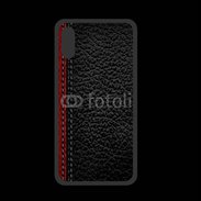 Coque  Iphone XS PREMIUM Effet cuir noir et rouge