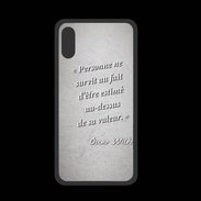 Coque  Iphone XS PREMIUM Survie valeur Gris Citation Oscar Wilde