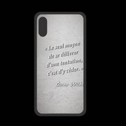 Coque  Iphone XS PREMIUM Tentation Gris Citation Oscar Wilde