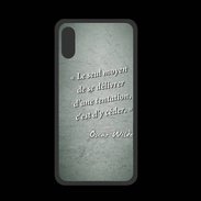Coque  Iphone XS PREMIUM Tentation vert Citation Oscar Wilde