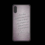 Coque  Iphone XS PREMIUM Tragédie Violet Citation Oscar Wilde
