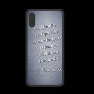 Coque  Iphone XS PREMIUM Fatalité Bleu Citation Oscar Wilde