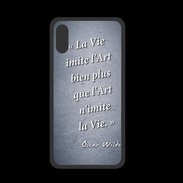 Coque  Iphone XS PREMIUM Vie art Bleu Citation Oscar Wilde