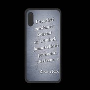 Coque  Iphone XS PREMIUM Société rêveur Bleu Citation Oscar Wilde